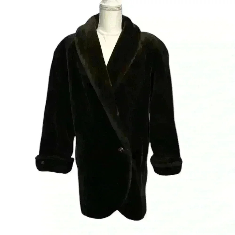 Vintage 1990s Donnybrook Made in USA Plush Warm Faux Fur Coat Womens Size Medium